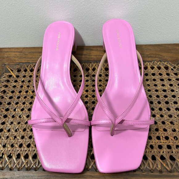 Size 10 Pink Square Toe Heeled Ann Taylor Sandals - Picture 3 of 6